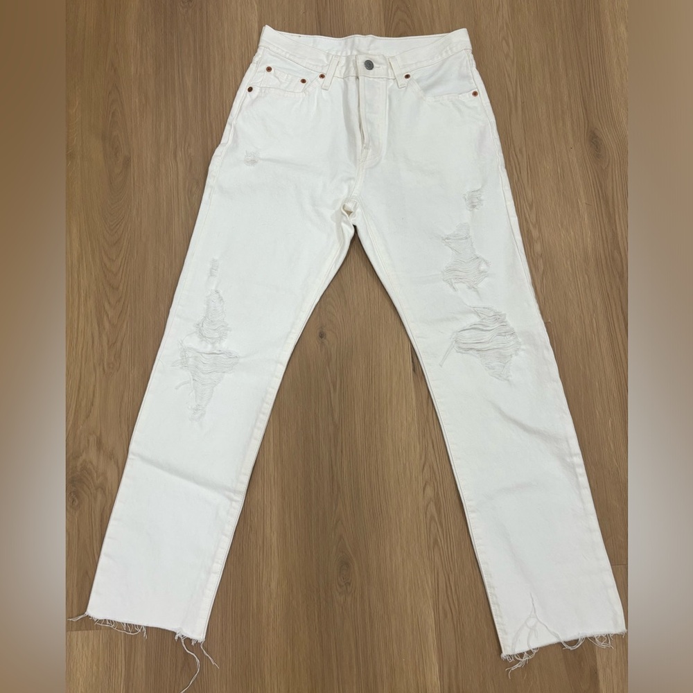 Women’s Levis 501 White Jeans